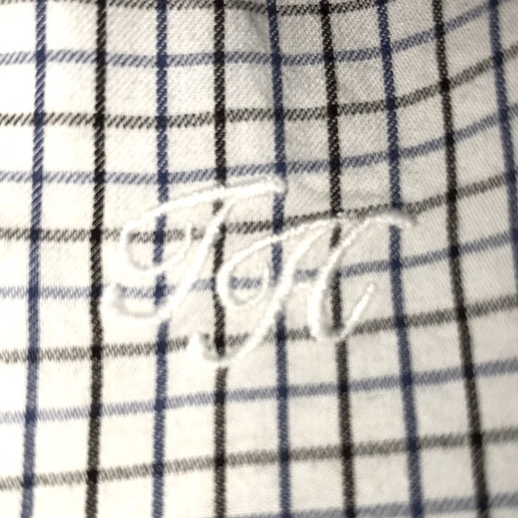 * SOLD * Tommy Hilfiger Pussy Bow Windowpane Print Button front Cotton Shirt - S - Picture 10 of 14